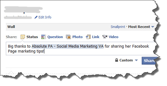 Tagging a page in Facebook Tagging a page in Facebook