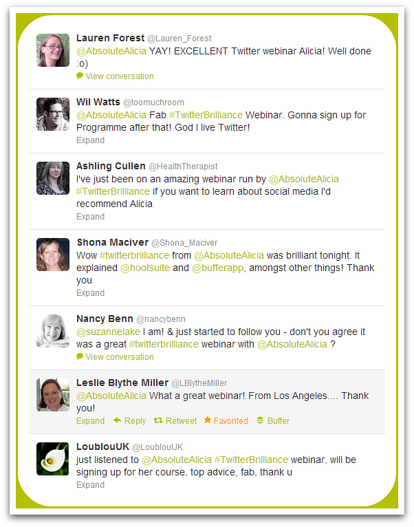 Twitter Brilliance testimonial tweets Twitter Brilliance testimonial tweets